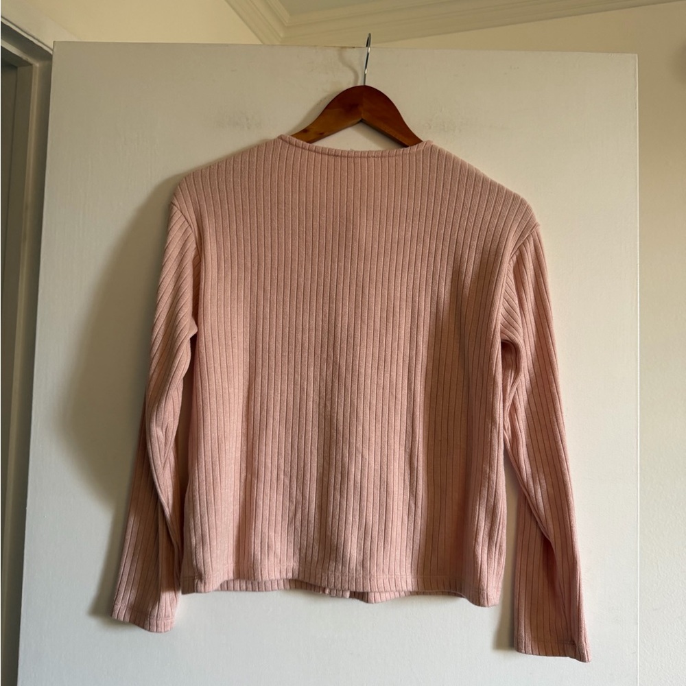 Madewell Pale Blush Pink Relaxed Button- Front Cardigan Knit Top size XS EUC - Picture 10 of 12